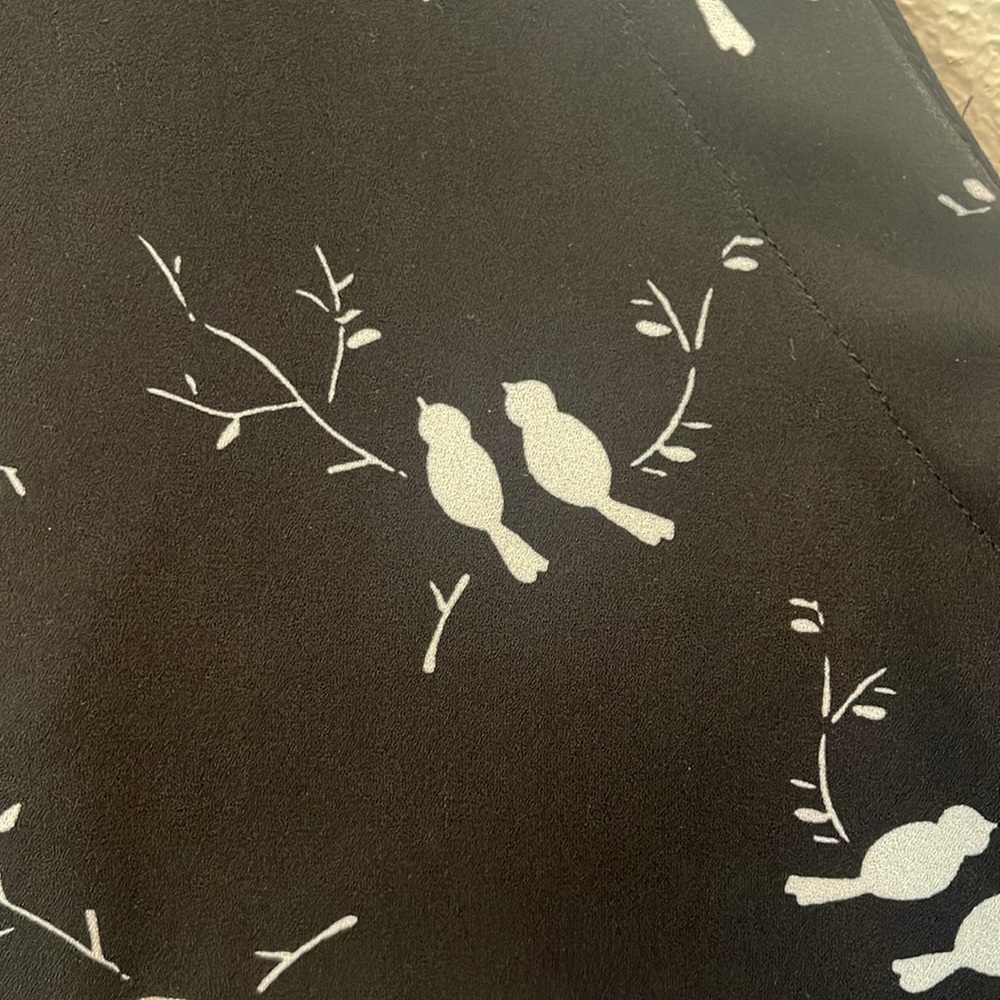 Loft. Size medium. Women’s top. Black with white birds. Whimsical. Work wear. - Picture 2 of 7